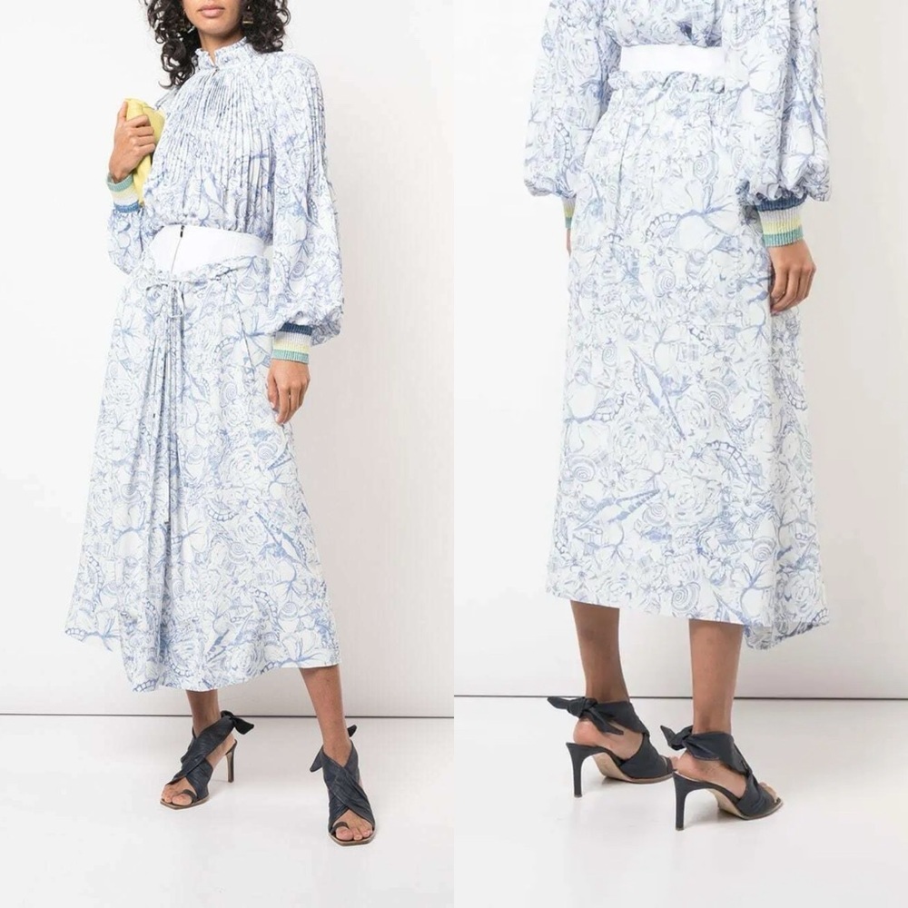 TIBI / Isa Toile Print Double Waist Overlay Layered Midi Skirt